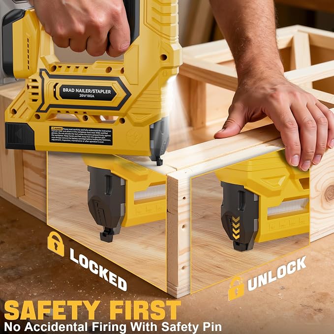 Ecarke Cordless Brad Nailer 2-in-1 Compatible with DeWalt 20V Battery, 18 Gauge Nail Gun 5/8 to 1-1/4 Inch with 2000 Nials for Wood Carpentry, Powered Electric, 2 Mode, Tool Only