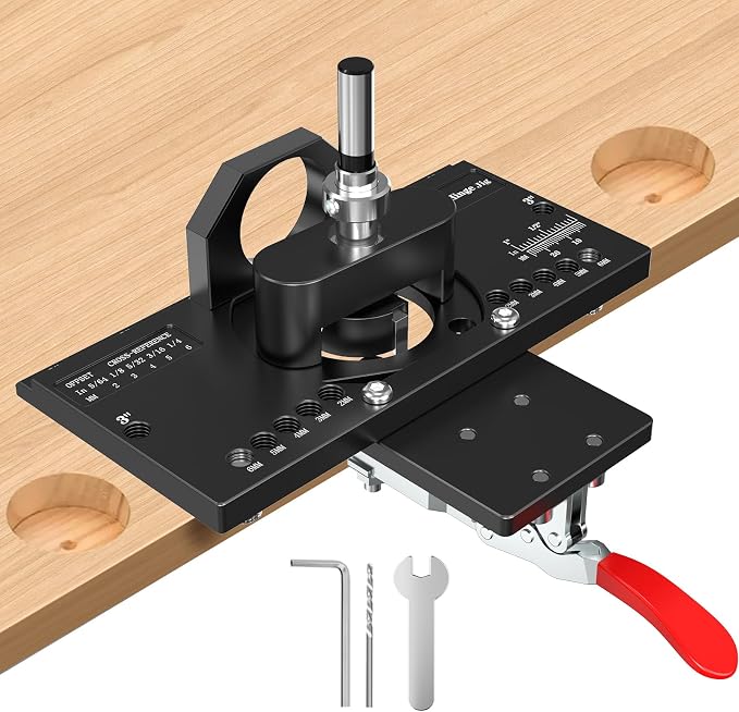 M-T Concealed Hinge Jig with Quick Clamp and Dust Vacuum Adapter 35mm Cabinet Door Hinges Jig Hole Drilling Hardware Jigs for Woodworking Door Cabinet Mounting Tool