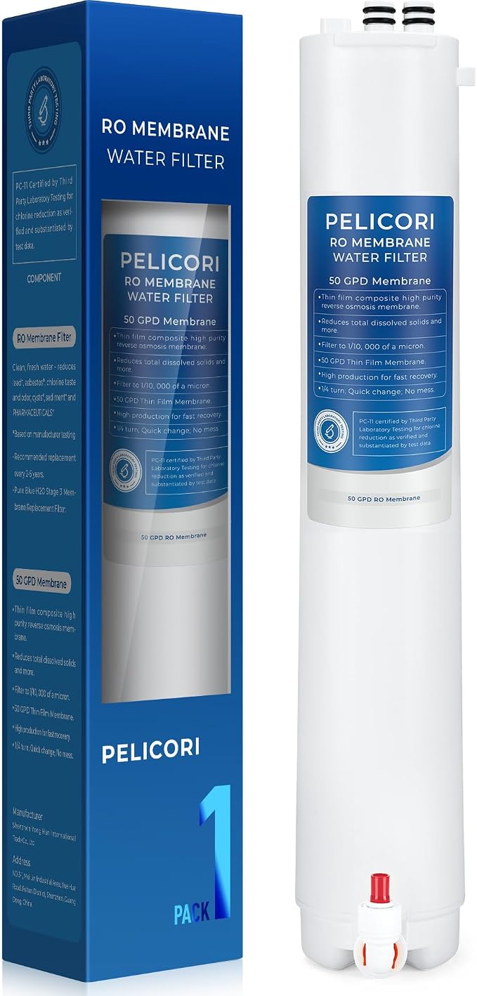 H2O Stage 3 Membrane Replacement Filter, 1-Pack | Compatible with Pure Blue H2O Stage 3 Membrane PB-TLRO3MC50T, 4 Stage PB‑TLRO4H50T Reverse Osmosis Water Filtration System