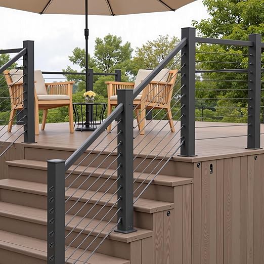 50 Pack 1/8" Black T316 Stainless Steel Invisible Cable Railing Kit，Swage Stud End for Deck, Stair, Wood & Metal Posts ，Black Cable Railing Hardware