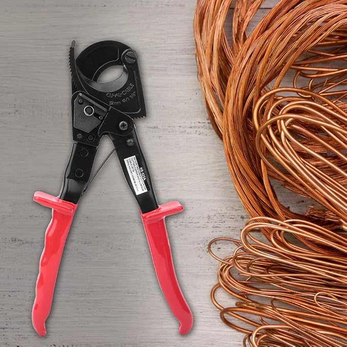 Astibym Cable Cutter Red Handle Ratchet Cable Cutter High Hardness for Solid Wire for Strand Wire(HS 325A),Bolt Cutters