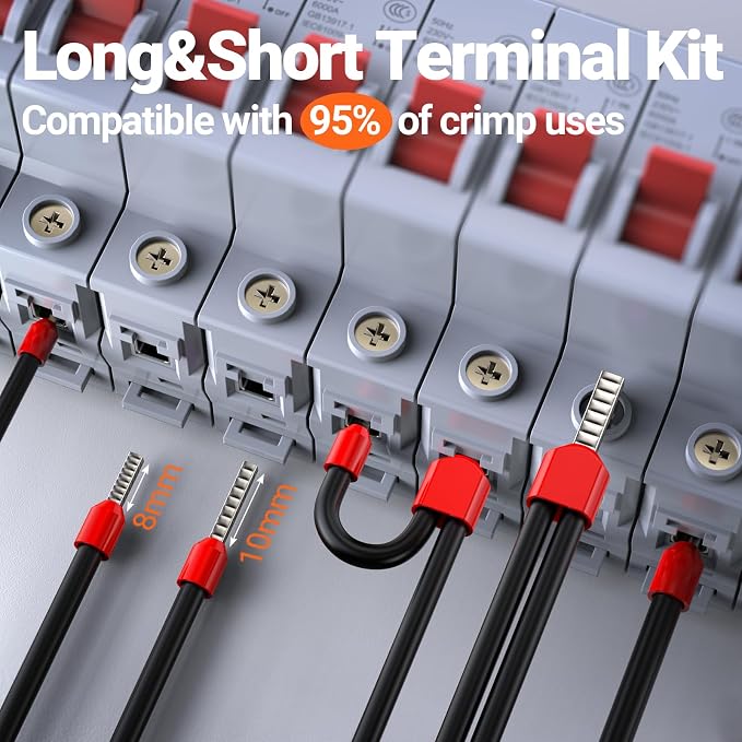 Preciva Ferrule Crimping Tool Kit - AWG 28-5 (0.08-16mm²) Ferrule Crimper with 1520Pcs Single & Twin Ferrules Connectors, Self-Adjustable Ratchet Ferrule Terminals Crimping Tool