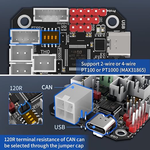 BIGTREETECH EBB42 CAN Bus with MAX31865 Adapter Board Hot End PCB Board Filament Break Blockage Detection for 42 Stepper Motor Extruder Nozzle Head Tool for Blv Ender 3 for Klipper Support PT1000