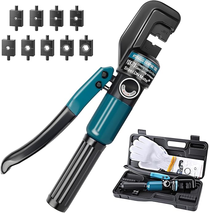 Steel DN Mate Upgrade Hydraulic Crimping Tool/Hydraulic Crimper with 9 Dies for Stainless Steel Cable Railing System 1/8", 5/32" to 3/16", Cable Railing Hardware Hydraulic Crimping Tool DC03