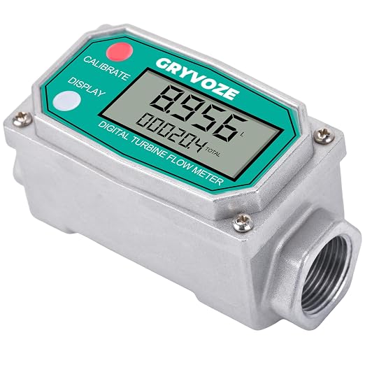 3/4 Inch Digital Turbine Fuel Flow Meter, 0.8-13.2 GPM Inline NPT Thread Flowmeter for Water, Diesel, Gas Oil, Kerosene, Methanol, and Other Liquids - Supports Gallon, QTS, PTS, L, m³