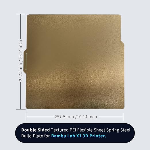 Double Sided for Bambu Lab X1/X1C/X1E/P1P/P1S/A1 Build Plate PEI Sheet Heated Bed Spring Steel Flexible Platform 257.5x257.5 mm Textured Board for 3D Printer