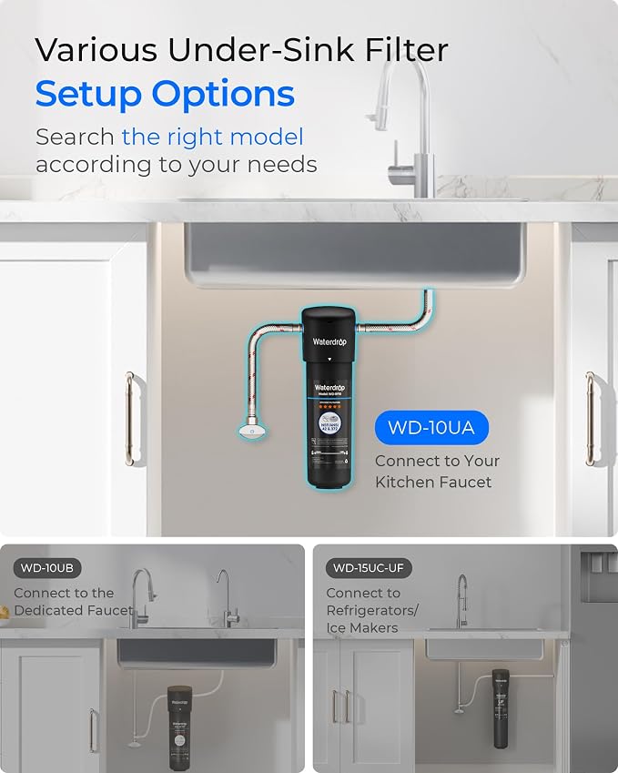 Waterdrop 10UA Under Sink Water Filter System and Waterdrop RF10 Replacement Filter Cartridge for 10UA/10UB Under Sink Water Filter