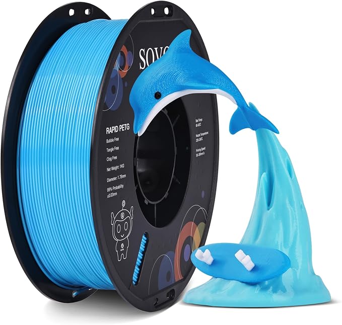 Sovol 3D Printer Rapid PETG Filament 1.75mm 1KG (2.2lbs), High Precision, Strong Toughness, Wiring Tightness, Dimensional Accuracy +/- 0.03 mm, 3D Printing High Speed PETG Filaments, Sky Blue