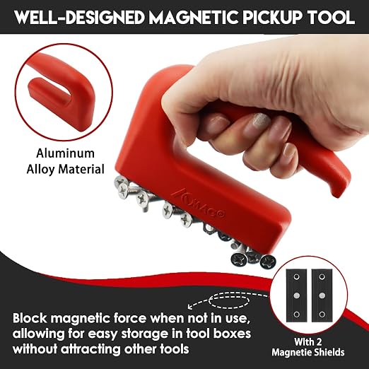 AOMAG 280Lbs Heavy Duty Magnet with Aluminum Alloy Handle, Neodymium Magnetic Pickup Tool for Lifting Metal Objects, Iron Plates, Doors