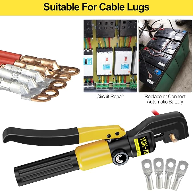 CKE 10 Ton Hydraulic Crimping Tool and Cable Cutter with 13 Dies, Stainless Steel Cable Railing Tool for 1/8" to 3/16" Hardware, Hydraulic Cable Lug Crimper for 12-2/0 AWG, Battery Cable Crimper, HC01