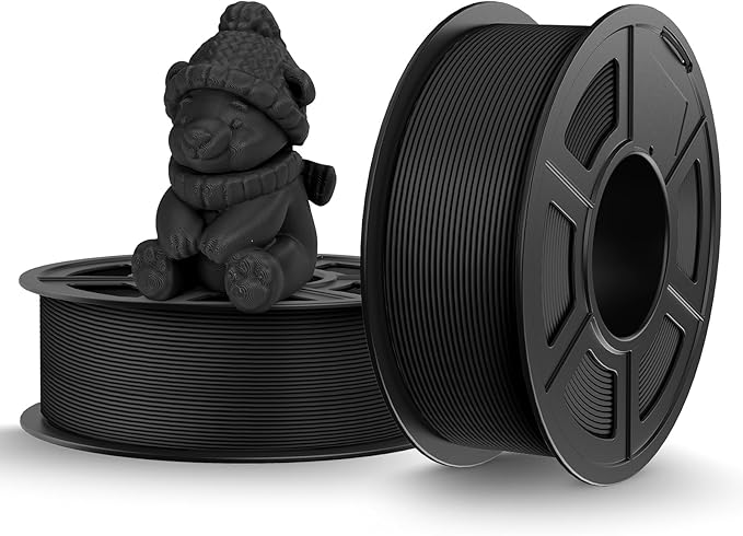 TECBEARS 2kg Matte PLA 3D Printer Filament, 1kg/Spool(Black,Black) | Smooth Extrusion, Tangle Free, Vacuum Sealed, 1.75MM Filament ±0.02mm Accuracy, Compatible with Most FDM Printers