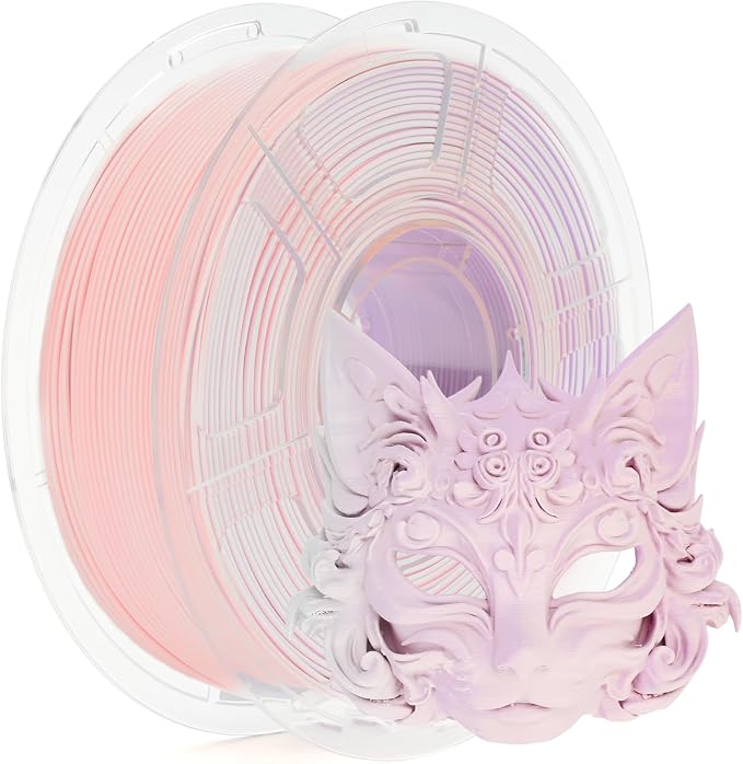iSANMATE Matte Tri Color PLA Filament 30-300mm/s 3-in-1 Color Rainbow Filament Fast Color Change Filament by Angle 3D Printing 1.75MM 1KG Fit for Bambu Lab 3D Printers,AMS,AMSLite(White Pink Purple)