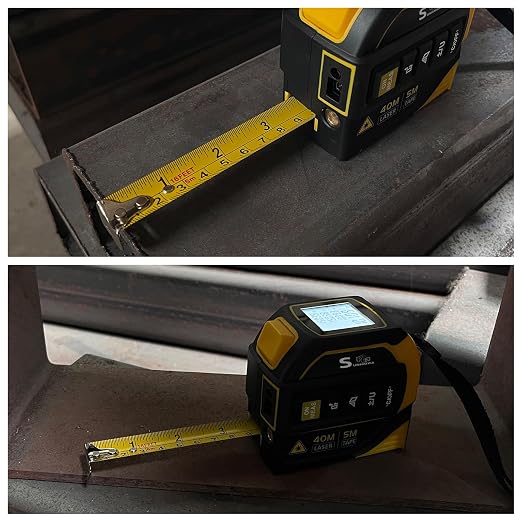 4-in-1 Laser Tape Measure with Laser Level Crosshairs | 130ft/40m Laser Distance + 16ft/5m AutoLock Tape | Backlit LCD Display (Ft/Inch/M/mm & Fractions) | for DIY, Construction, Interior Design