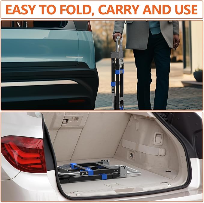 3 in 1 Heavy Duty Folding Hand Truck, Convertible Portable Steel Dolly with Telescopic Handle, Foldable Utility Cart with Rubber Wheels, 500 LBS