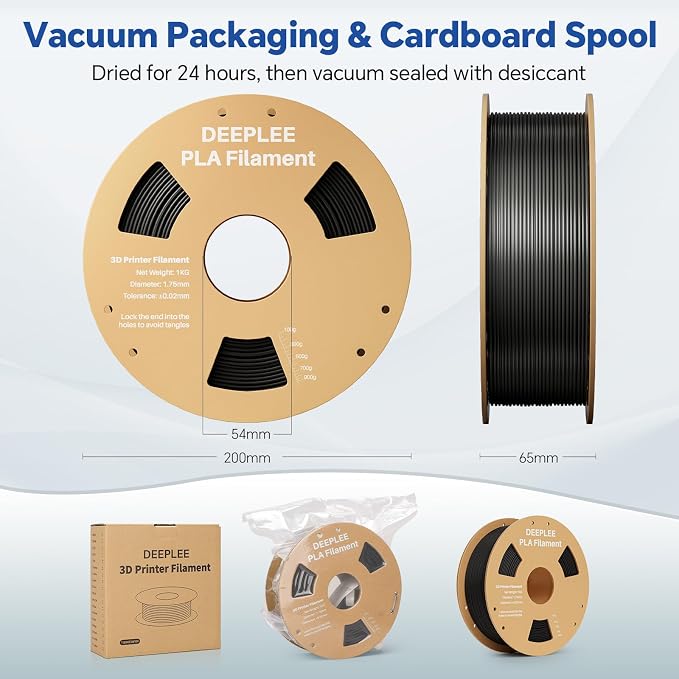PLA 1.75mm 3D Printer Filament, Dimensional Accuracy +/- 0.02mm, Neatly Wound, No Clogging, Vacuum Package, Fits for Most FDM 3D Printers, 2 Pack 1kg Clear