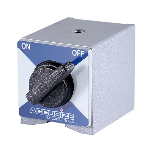 Accusize Magnetic Base, 176 lb Pull, 6010-0121 | On/Off Switch, V-Groove Bottom, M8 x 1.25 mm Tapped Hole, 2.362" x 1.968" x 2.165"