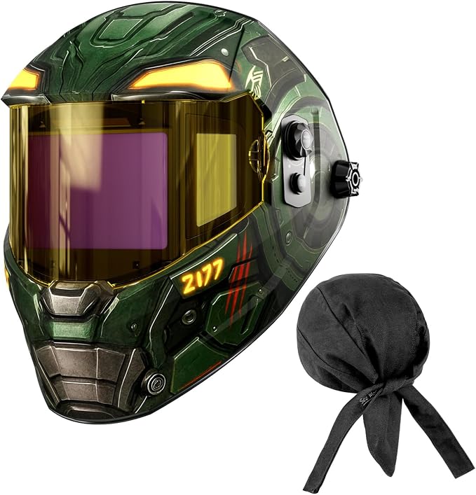 ANDELI Digitally Controlled Lens Auto Darkening Welding Helmet Panoramic View&Protective Welding Cap Fireproof Cotton