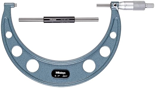 Mitutoyo 103-182, Outside Micrometer Precision Measuring Tool, Baked-Enamel Finish, Ratchet Stop, 5-6" Measuring Range, 0.001" Graduation, +/-0.00015" Accuracy | Precision Measuring Tool, Baked-Enamel Finish, Ratchet Stop, +/-0.00015" Accuracy