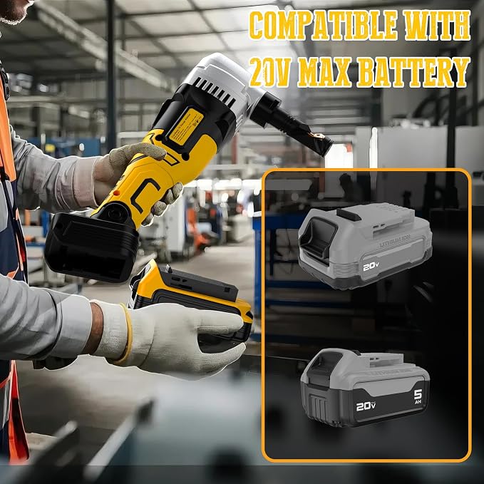 Metal Nibbler Fit for DeWALT 20v Max Battery Brushless Motor 16 Gauge Variable Speed Assist Handle & 2 Blades For Metal Cutting, Stainless Steel and Aluminum(Battery not Included)