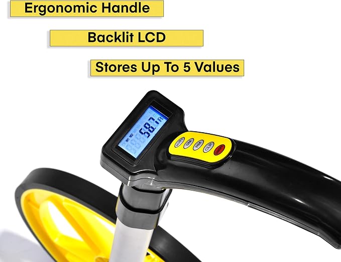 AdirPro Digital Distance Measuring Wheel - Large Digital LCD Display - 12 Commercial Grade Feet-Inch - Free Carrying Bag