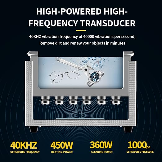 Ultrasonic Cleaning Machine 15L Digital Ultrasonic Parts Cleaner with Timer 40kHz SUS 304 Stainless Steel Lab Sonic Cleaner for Professional Tools,Metal Parts,Jewelry,Eyeglasses