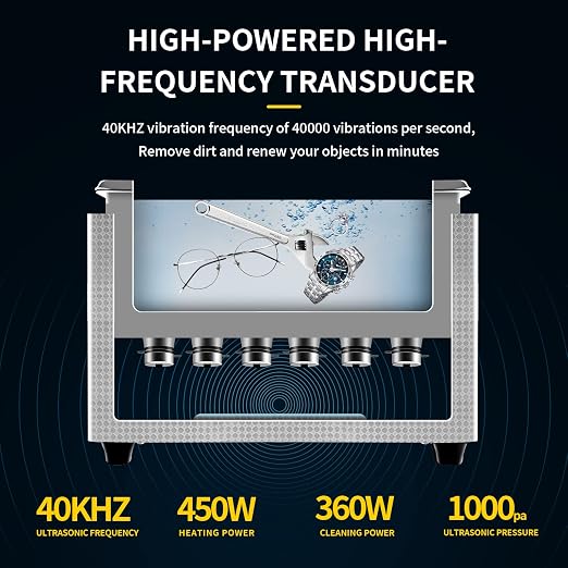 Ultrasonic Cleaner 15L Dual-Frequency Professional Digital Stainless Steel Cleaning Machine with Heater Timer for Denture, Coins, Small Metal Parts, Circuit Board, Lab Tools, etc