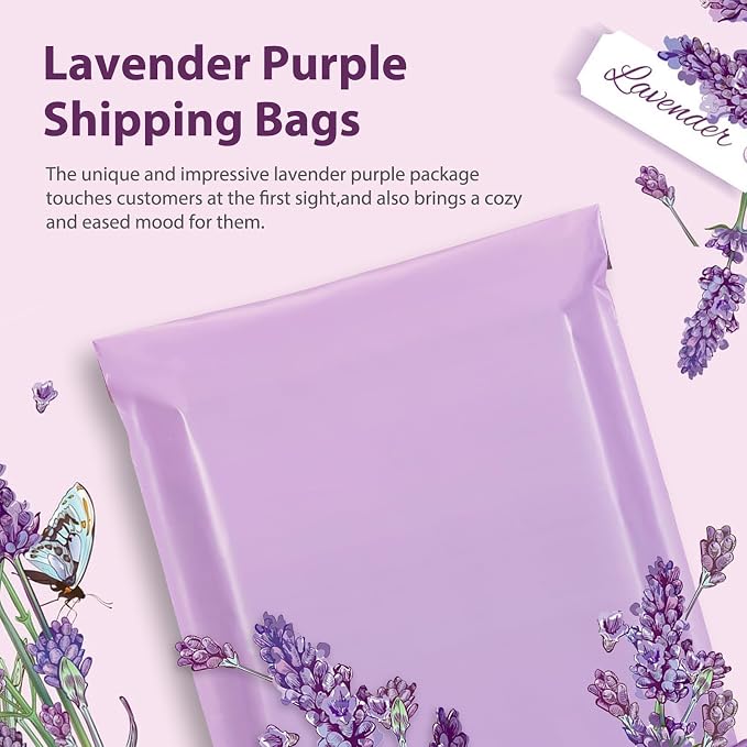 Fuxury Poly Mailers 14.5x19'' 50 Pcs, Waterproof Shipping Bags for Clothing | Strong Adhensive Shipping Envelopes for Small Business Suppliers, Self Seal Mailers Poly Bags Mailing Envelopes Purple
