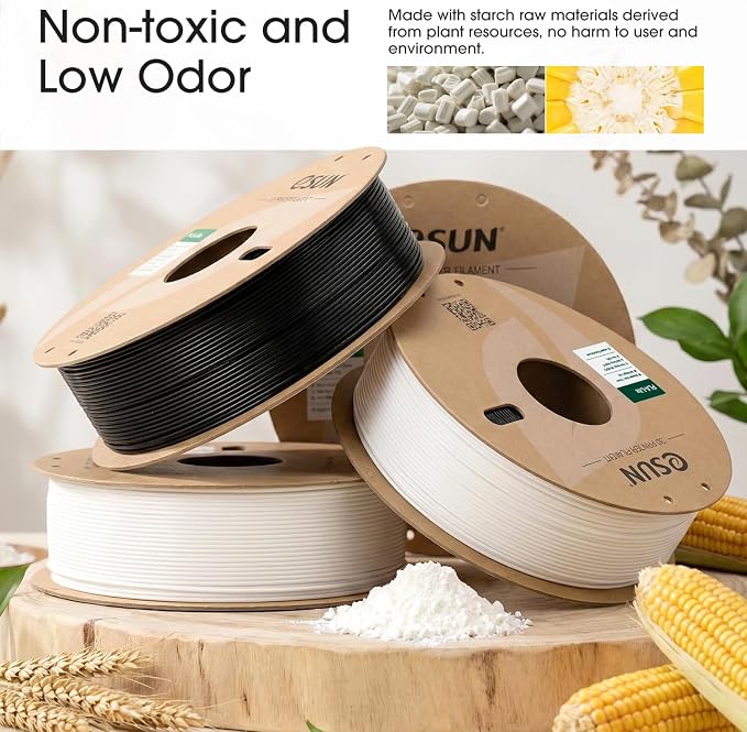 eSUN PLA Filament 1.75mm, High Toughness 3D Printer Filament Upgraded PLA Filament, Dimensional Accuracy +/- 0.03mm, 1KG per Spool, 2 Spools 3D Printing Filament, Cold White + Black
