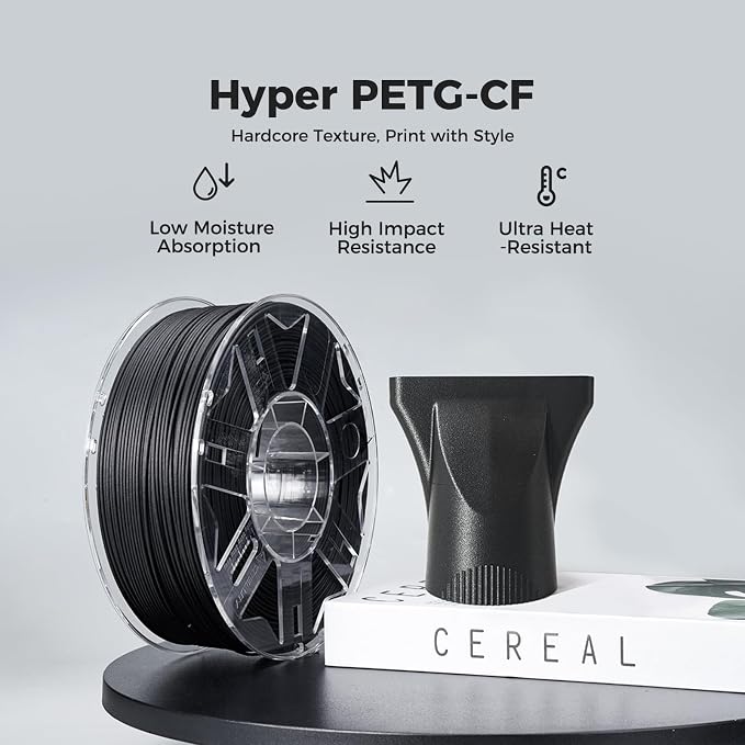 Creality Hyper PAHT-CF Filament 1.75mm 1KG, Carbon Fiber Nylon 3D Printer Filament, Ultra-Strong & High-Temp Resistant, Low Moisture Absorption & High Impact Toughness for Engineering Printing, Black
