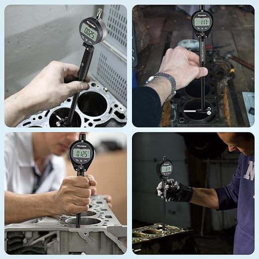 Digital Bore Gauge 50-160mm 2-6" |Internal Diameter Measuring Tool 0.01mm High-Precision Self-Centering|12 Probes, 6" Measuring Depth| for Engine Cylinders & Hydraulic Systems