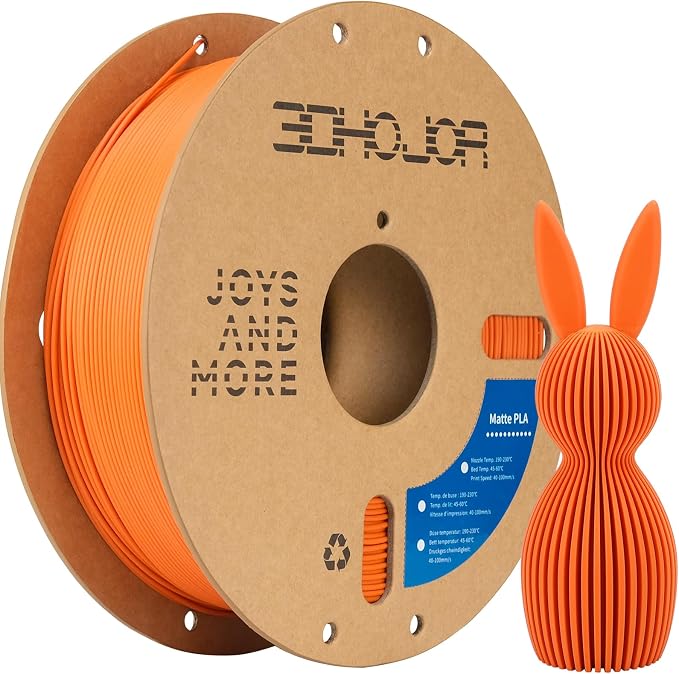 3DHoJor Matte PLA Filament 1.75mm, Upgrade 1kg Cardboard Spool PLA Filament 1.75 PLA 3D Printing Filament, Print with Most 3D Printers Using 3D Filament-Tangerine
