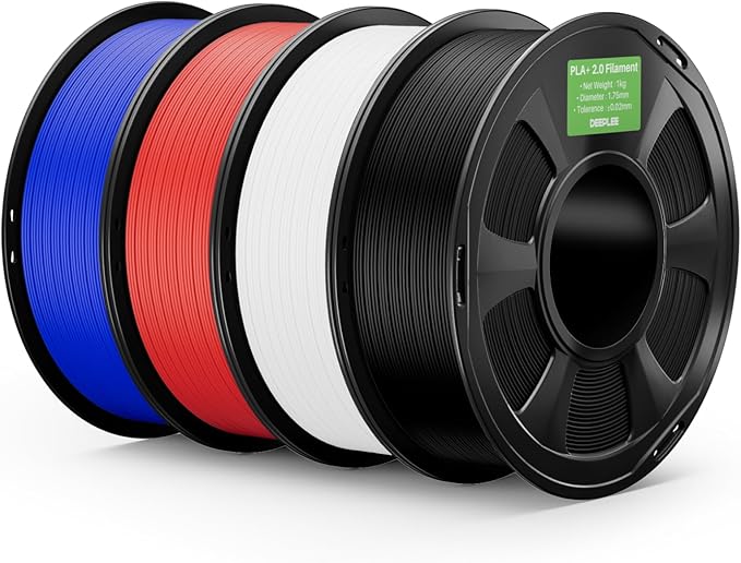 PLA+ 2.0 Filament 1.75mm, Stronger Toughness 3D Printer Filament, Black White Red Blue 4KG, Upgrade PLA Plus 3D Printer Filament, High Speed PLA+ Filament for Most FDM 3D Drucker