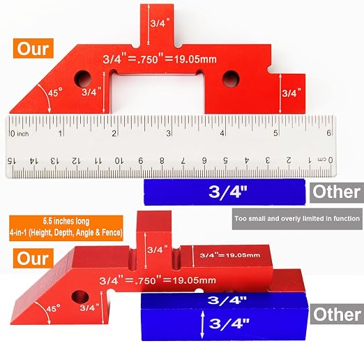 Setup Blocks Height Gauge - 14pcs Aluminum Alloy Precision Bars, Woodworking Tool for Height/Depth/Angle/Fence Alignment, Router & Saw Accessories with Storage Case