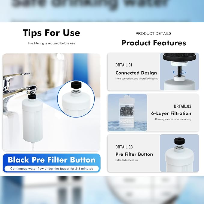 Gravity Water Filters Replacement for Berlky BB9-2 & PF-2 Fluoride Filters, 7-Stage Filtration, NSF/ANSI 42 & 372 Certified, Filters Compatible with Berlky Gravity Systems (2 Black, 2 Fluoride)