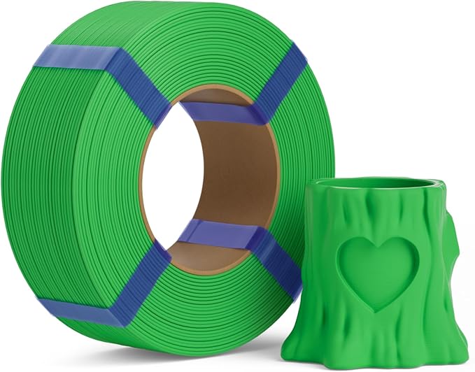 PLA Basic Refill Filament 1.75mm, No Spool 3D Printer Filament, Dimensional Accuracy +/- 0.02mm, Fits for Most FDM 3D Printers, 1KG Grass Green