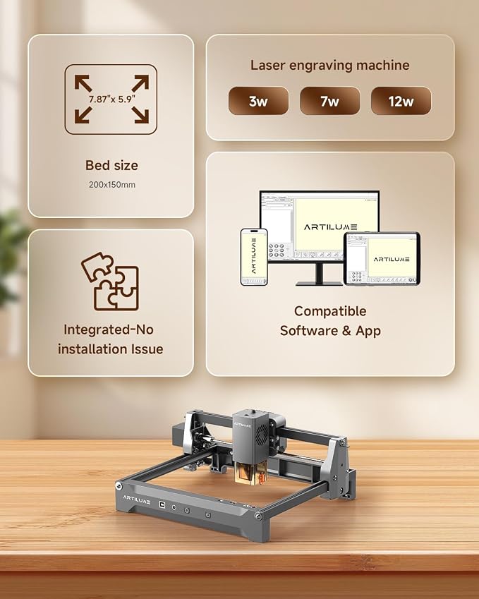 U1 Laser Engraver & Cutter Machine with 200x150mm Area,LightBurn Compatible,3000mW 0.01mm Precision for Wood Metal Acrylic Leather,with WiFi & APP, Ideal for DIY Crafts & Small Business