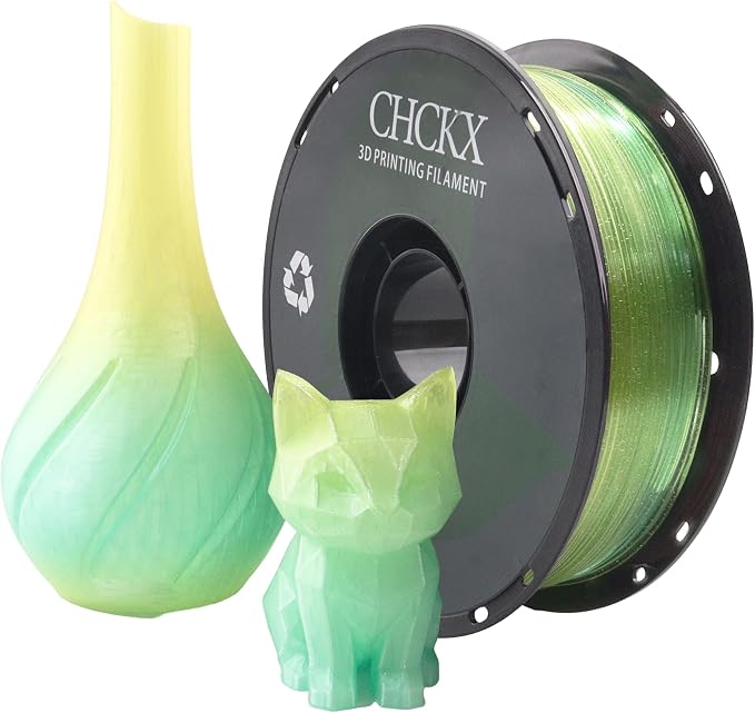 Crystal Rainbow PLA 3D Printer Filament, Dimensional Accuracy +/- 0.02 mm, 1kg (2.2lbs), 1.75 mm, Rainbow Yellow Green