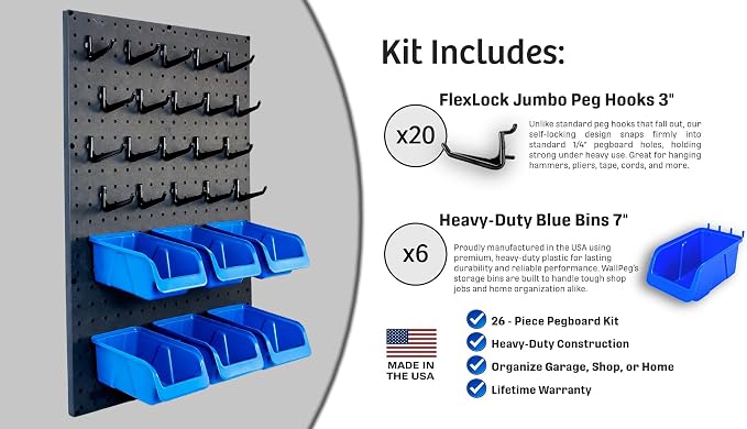 Nerf Organizer KIt - Pegboards, Peg Board Bins & Peg Hooks