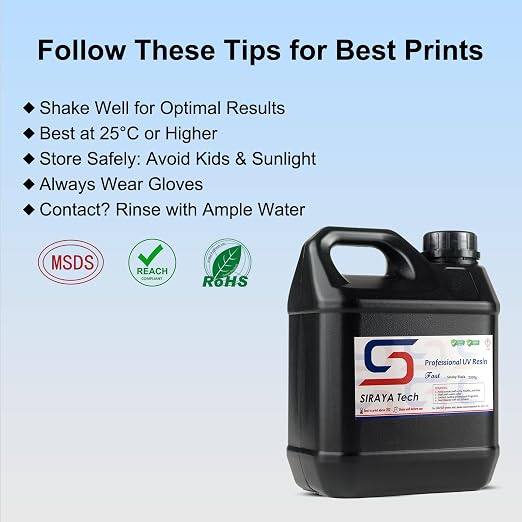 Siraya Tech Fast ABS-Like 3D Printer Resin 405nm UV-Curing Non-Brittle High Precision 3D Printing Liquid Standard Photopolymer Resin for LCD DLP 3D Printing 8K Capable (Smoky Black, 2kg)