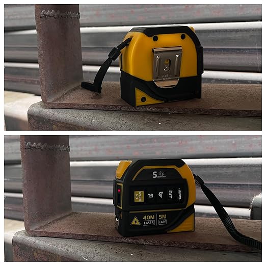 4-in-1 Laser Tape Measure with Laser Level Crosshairs | 130ft/40m Laser Distance + 16ft/5m AutoLock Tape | Backlit LCD Display (Ft/Inch/M/mm & Fractions) | for DIY, Construction, Interior Design