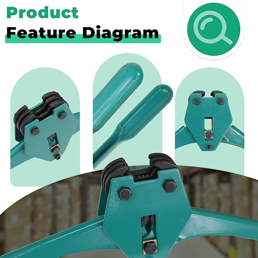 Strapping Sealer/Crimper for 1/2"-3/4" Polypropylene (PP) Polyester Strapping Band Manual Banding Tool with 20.8" Extended Handle (Green)