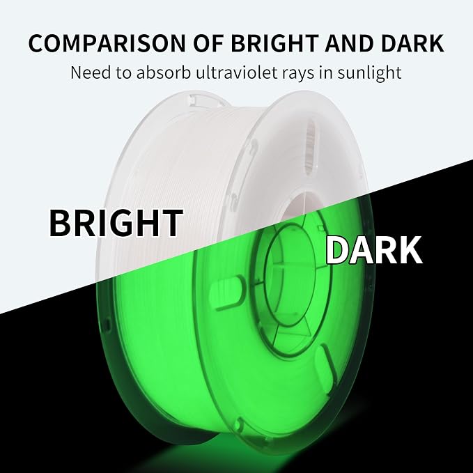 RAMBERY Glow in The Dark Green 3D Printer Filament Luminous PLA Filament 1.75mm 3D Printing Filament Fit Most FDM Printers, 1kg(2.2lbs)/Spool