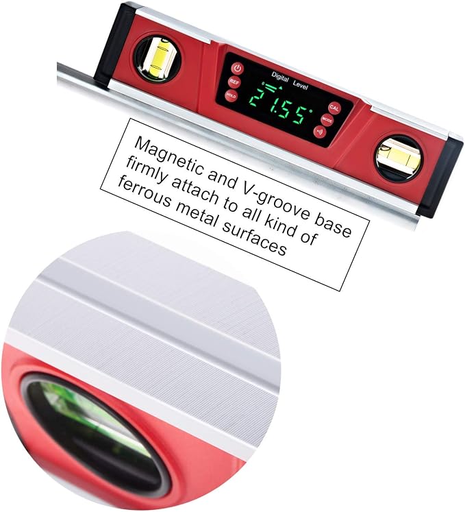 10-Inch Digital Torpedo Level and Protractor | Neodymium Magnets | Bright LED Display | V-GROOVE MAGNETIC BASE | IP54 Dust/Water Resistant smart level with Carrying Bag