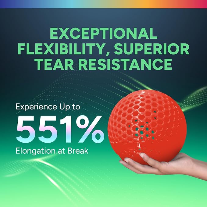 OVERTURE TPU 95A Flexible 3D Printer Filament 1.75mm | High Elasticity & Durability Filament,1kg Spool(2.2lbs),Fit Most FDM Printer(TPU Neon Red)