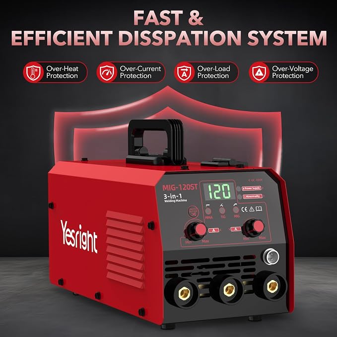 120A Mig Welder, 3 IN 1 Gasless Flux Core MIG/Lift TIG/Stick Welder Machine & E6013 Welding Rods Carbon Steel Stick Welding Electrodes ARC Welding Equipment