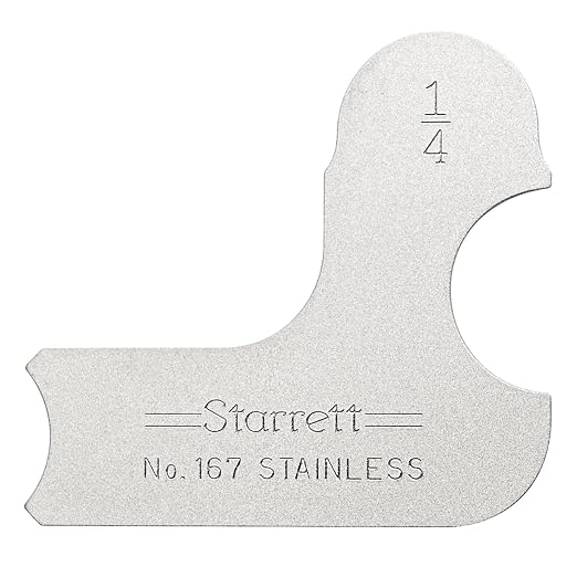 Starrett Individual Radius Gage for Both Convex and Concave Radii - Ideal for Carpenters and Constructions - Stainless Steel, 1/4" Radius Gage, Inch Reading - 167-1/4