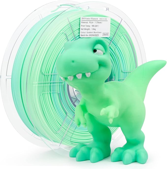 iSANMATE PLA+ 3D Printer Filament, Pla Filament 1.75mm Gradient Multicolors Filament, Color Change Rainbow Filament, Green, Blue 3D Printing Material 1KG