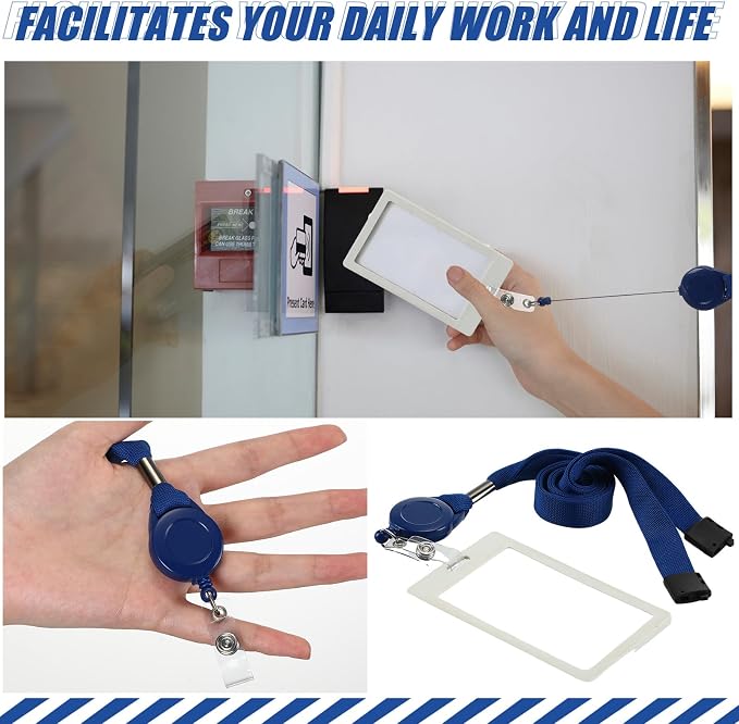 Windyun 12 Pcs Breakaway Lanyard with Safety ID Bulk Retractable Lanyards Flat Neck Straps (Blue)