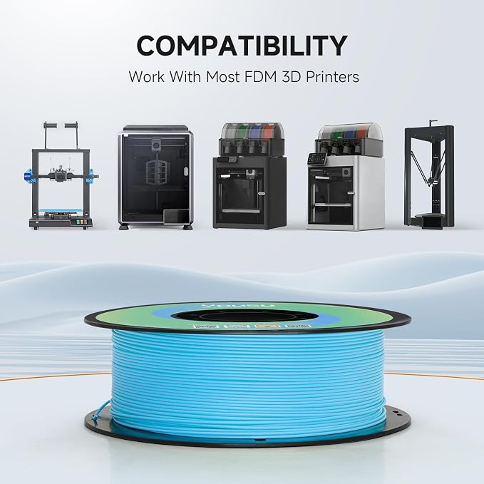 YOUSU Matte PLA Filament 1KG, 3D Printer Filament Dimensional Accuracy +/- 0.02mm, Higher Toughness, No Clogging, 1.75mm Plastic Spool, Light Blue