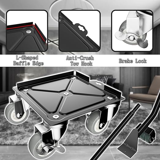 Furniture Movers with 5 Wheels, Heavy Duty Furniture Dolly | 1500 LBS Heavy Duty, 5-Wheel Stability, Carbon Steel Frame, Locking Brakes, Anti-Slip Protection, One-Person Moving